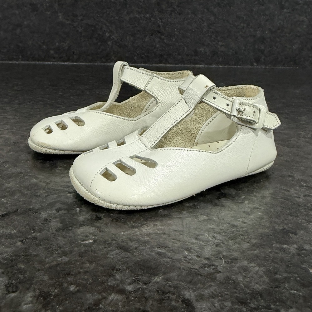 Mrs Days Ideal Baby Shoes Vintage 1960's T-Strap White Size 0 With Original Box